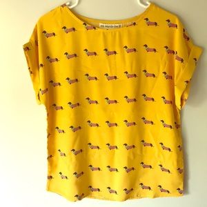 Dachshund short, cuffed sleeve shirt
